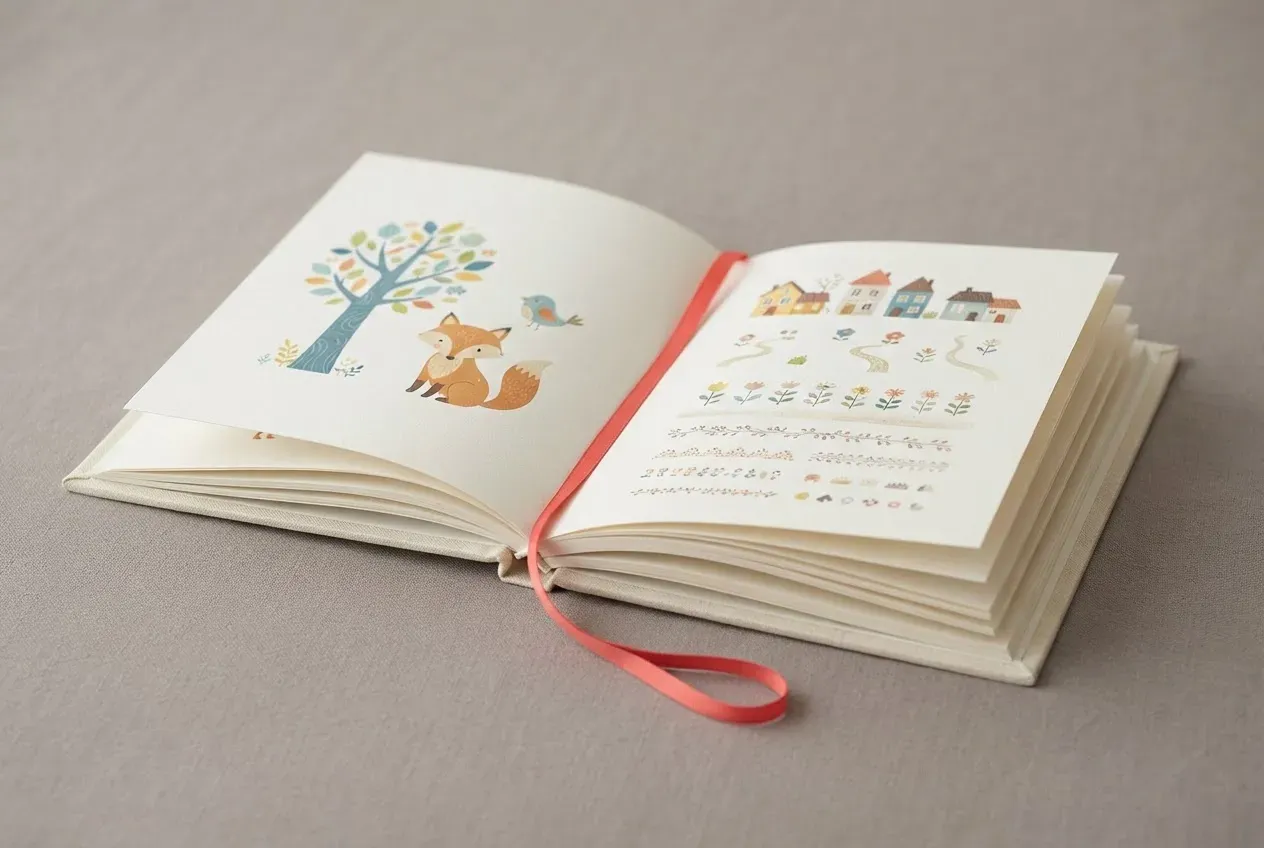 Open children's book showing a gentle transition from picture-rich pages to longer, more detailed reading.